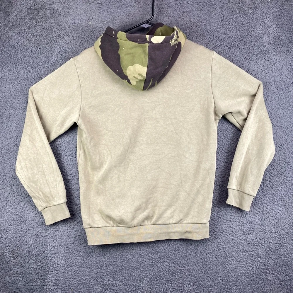 Adidas Trefoil Logo Hoodie Sweatshirt Camo Hood Olive Green‎ Mens XS